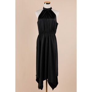 Sz M Adyson Parker Halter Midi Dress In Black NWT